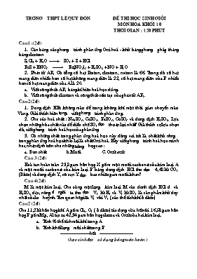 Đề thi học sinh giỏi môn Hoá khối 10